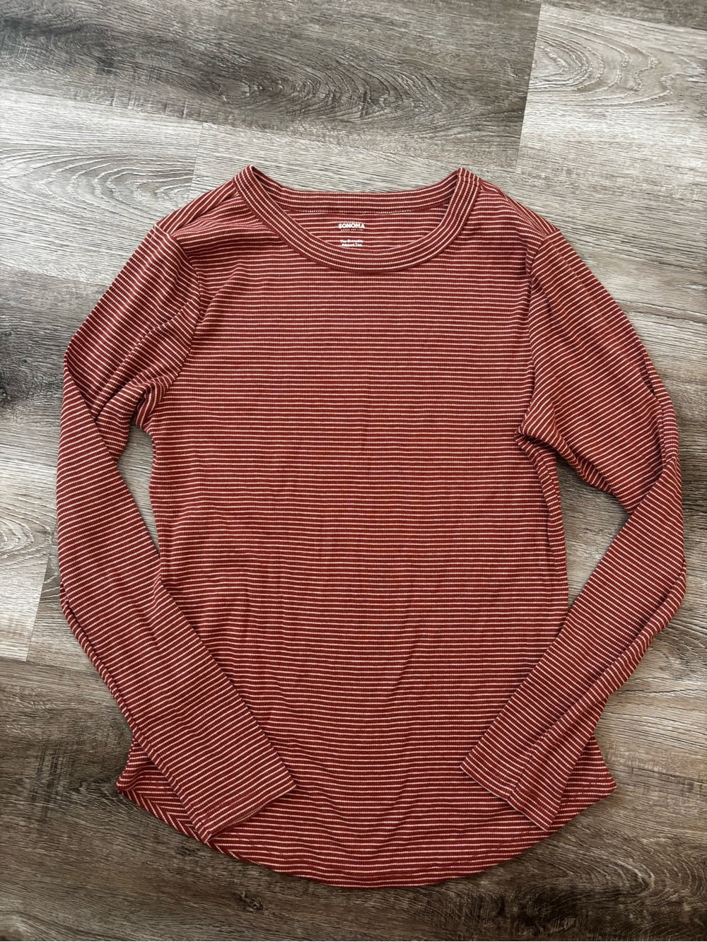 Sonoma Striped Long Sleeve Women’s Top Rust white size large